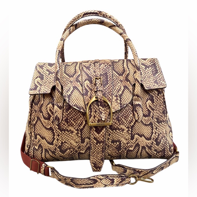 Margot New York Victoria Stirrup Snake Print Satchel